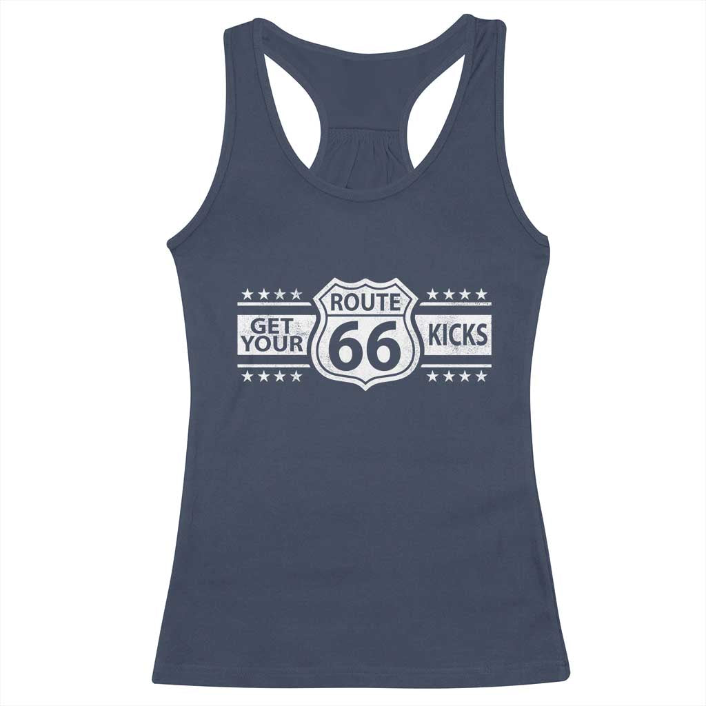 Route Highway 66 Racerback Tank Top Get Your Kicks American Road Trip TS11 Navy Print Your Wear