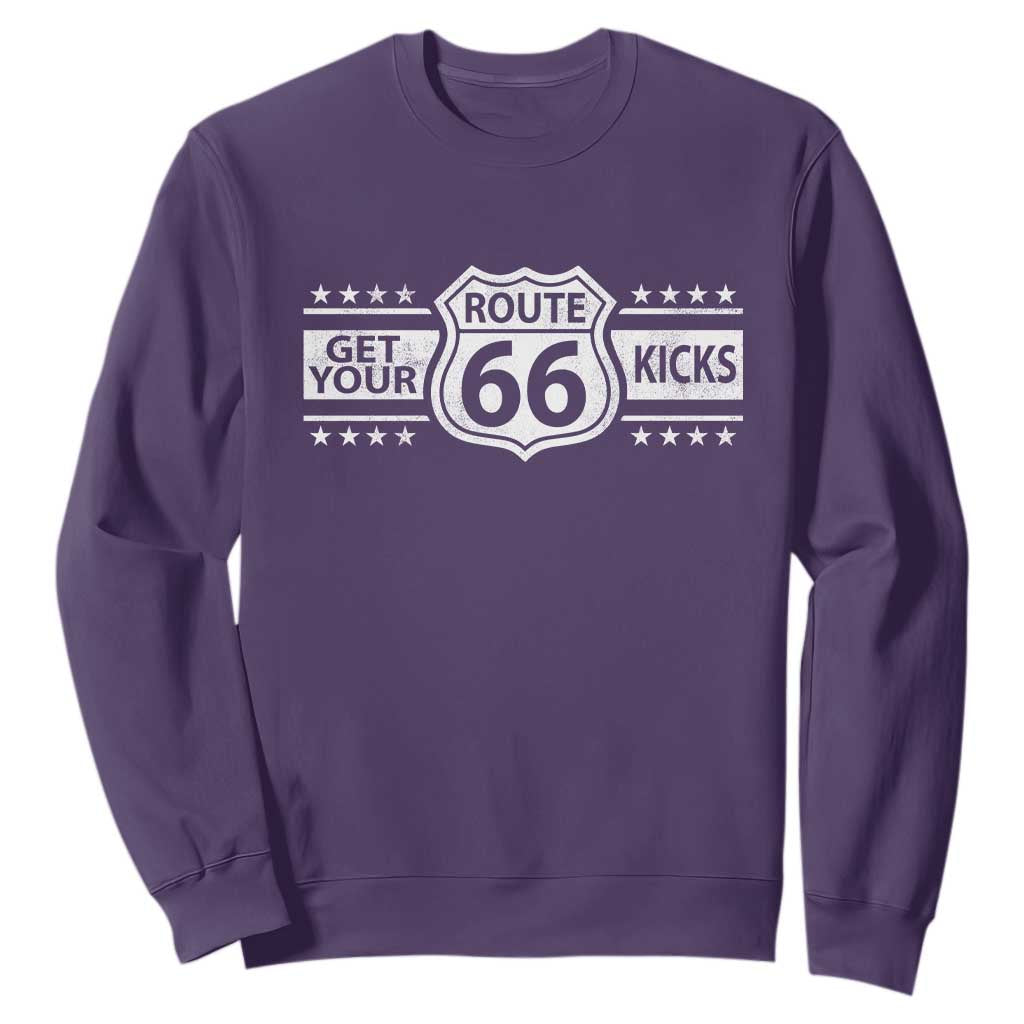 Route Highway 66 Sweatshirt Get Your Kicks American Road Trip TS11 Purple Print Your Wear