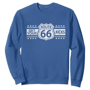 Route Highway 66 Sweatshirt Get Your Kicks American Road Trip TS11 Royal Blue Print Your Wear