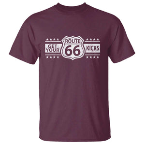 Route Highway 66 T Shirt Get Your Kicks American Road Trip TS11 Maroon Print Your Wear