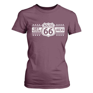 Route Highway 66 T Shirt For Women Get Your Kicks American Road Trip TS11 Maroon Print Your Wear