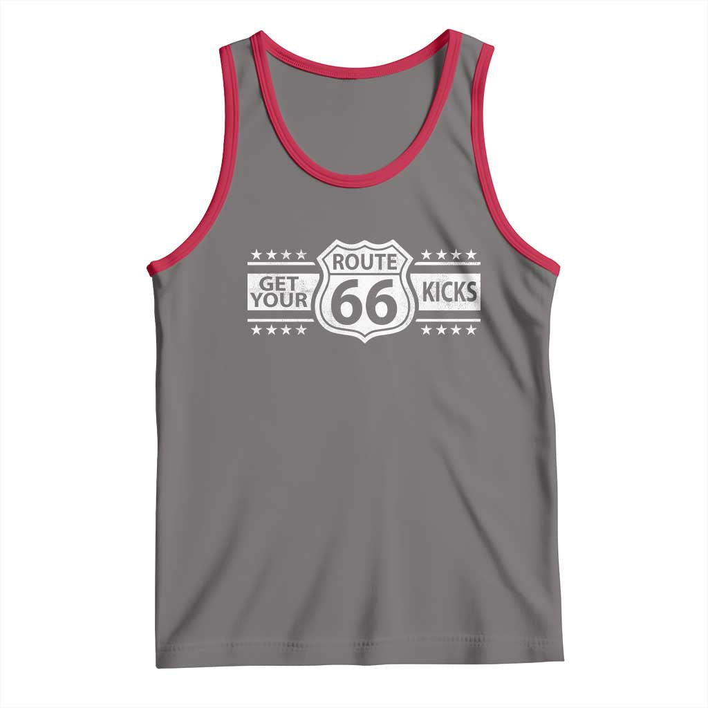 Route Highway 66 Tank Top Get Your Kicks American Road Trip TS11 Deep Heather Red Print Your Wear