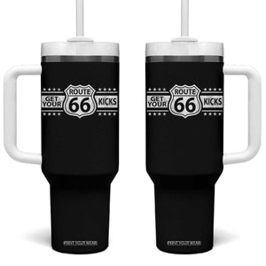 Route Highway 66 Tumbler With Handle Get Your Kicks American Road Trip TS11 One Size: 40 oz Black Print Your Wear
