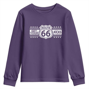 Route Highway 66 Youth Sweatshirt Get Your Kicks American Road Trip TS11 Purple Print Your Wear