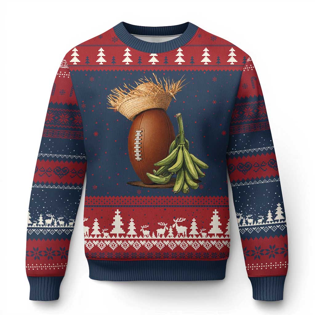 Funny Puerto Rico Football Boricua Pava Hat Ugly Christmas Sweater TS11 Navy Red Print Your Wear
