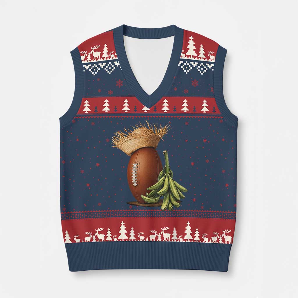 Funny Puerto Rico Football Boricua Pava Hat V-Neck Knit Sweater Vest TS11 Navy Red Print Your Wear