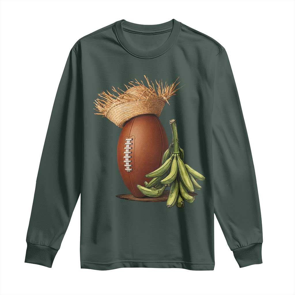 Funny Puerto Rico Football Boricua Pava Hat Long Sleeve Shirt TS11 Dark Forest Green Print Your Wear