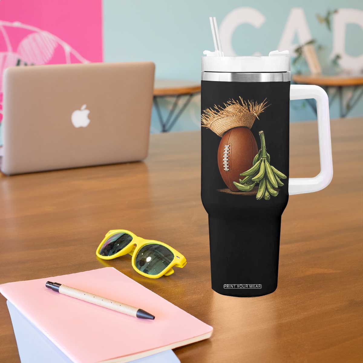 Funny Puerto Rico Football Boricua Pava Hat Tumbler With Handle TS11 Print Your Wear