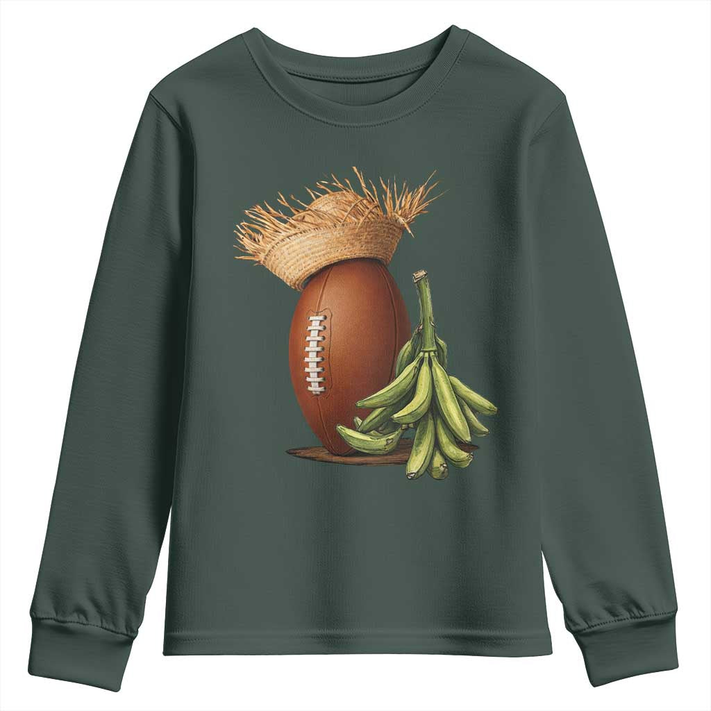 Funny Puerto Rico Football Boricua Pava Hat Youth Sweatshirt TS11 Dark Forest Green Print Your Wear