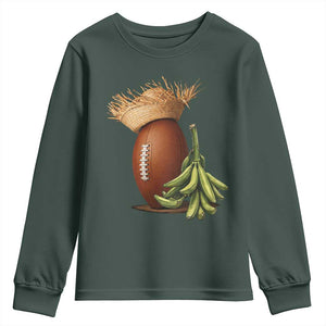 Funny Puerto Rico Football Boricua Pava Hat Youth Sweatshirt TS11 Dark Forest Green Print Your Wear