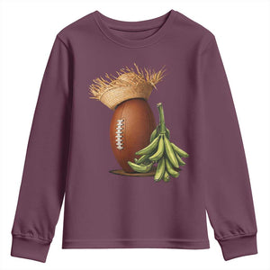 Funny Puerto Rico Football Boricua Pava Hat Youth Sweatshirt TS11 Maroon Print Your Wear