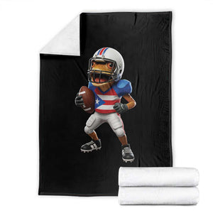Funny Coqui Frog Puerto Rico Playing Football Throw Blanket Boricua Game Day TS11 Black Print Your Wear