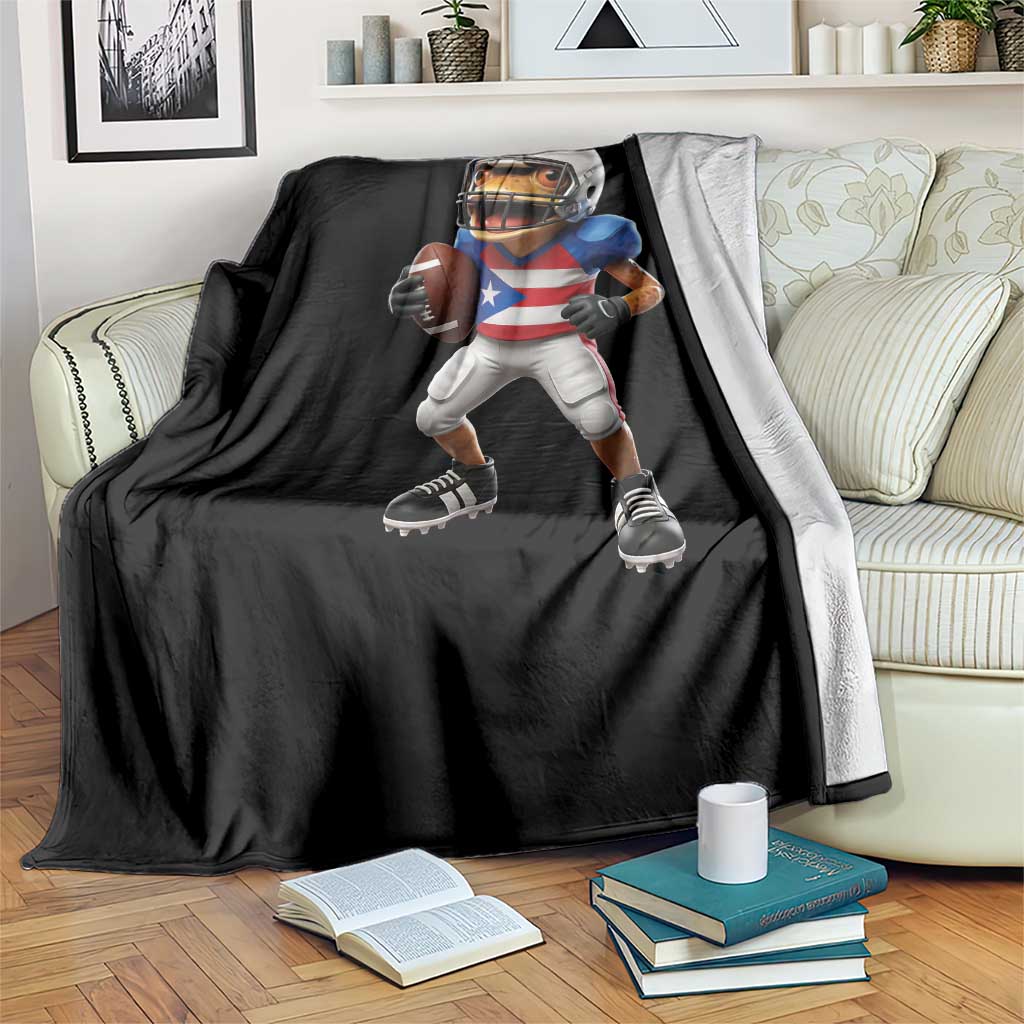 Funny Coqui Frog Puerto Rico Playing Football Throw Blanket Boricua Game Day TS11 Print Your Wear