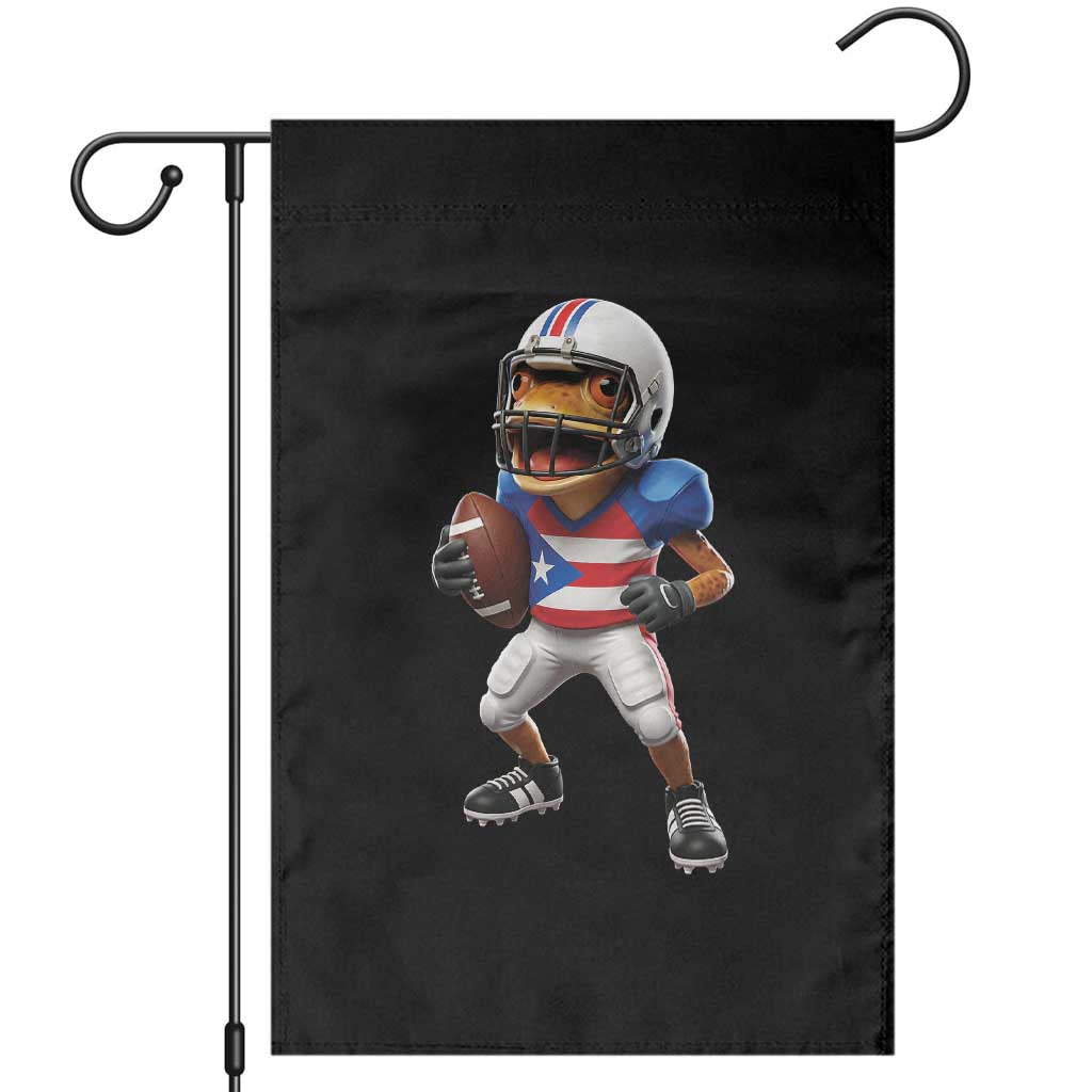 Funny Coqui Frog Puerto Rico Playing Football Garden Flag Boricua Game Day TS11 Black Print Your Wear
