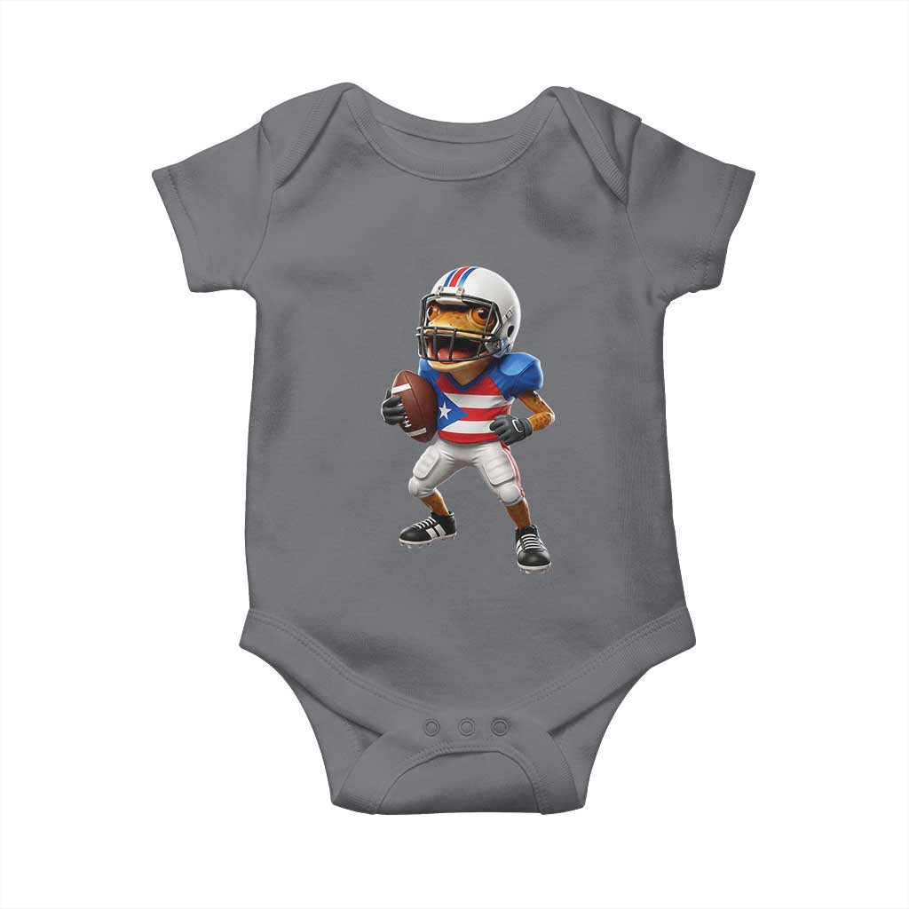 Funny Coqui Frog Puerto Rico Playing Football Baby Onesie Boricua Game Day TS11 Charcoal Print Your Wear