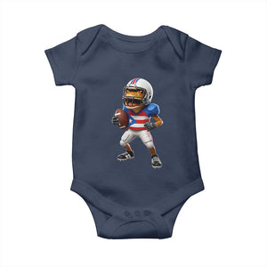 Funny Coqui Frog Puerto Rico Playing Football Baby Onesie Boricua Game Day TS11 Navy Print Your Wear