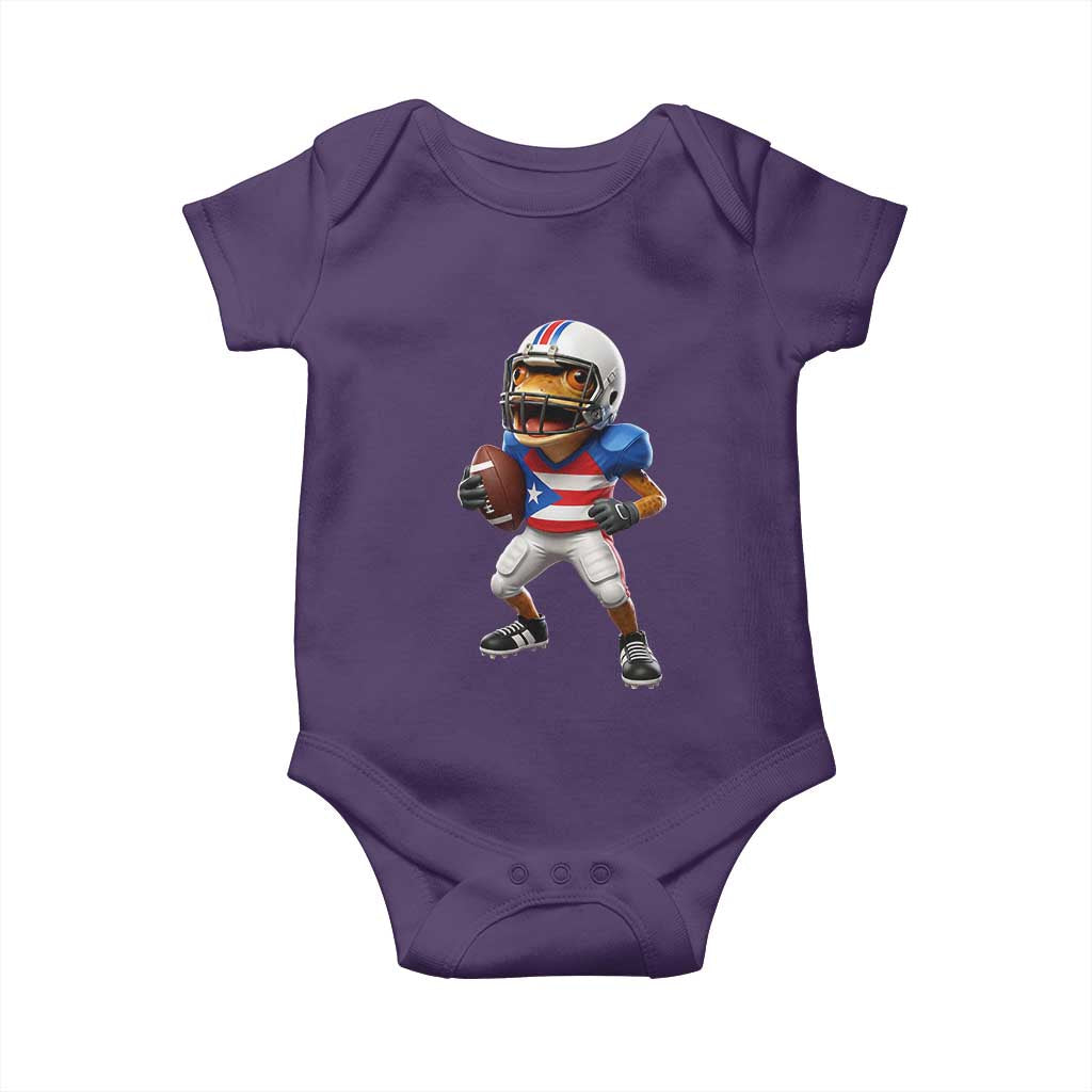 Funny Coqui Frog Puerto Rico Playing Football Baby Onesie Boricua Game Day TS11 Purple Print Your Wear