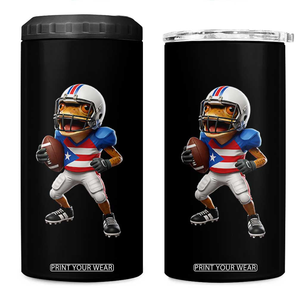 Funny Coqui Frog Puerto Rico Playing Football 4 in 1 Can Cooler Tumbler Boricua Game Day TS11 One Size: 16 oz Black Print Your Wear
