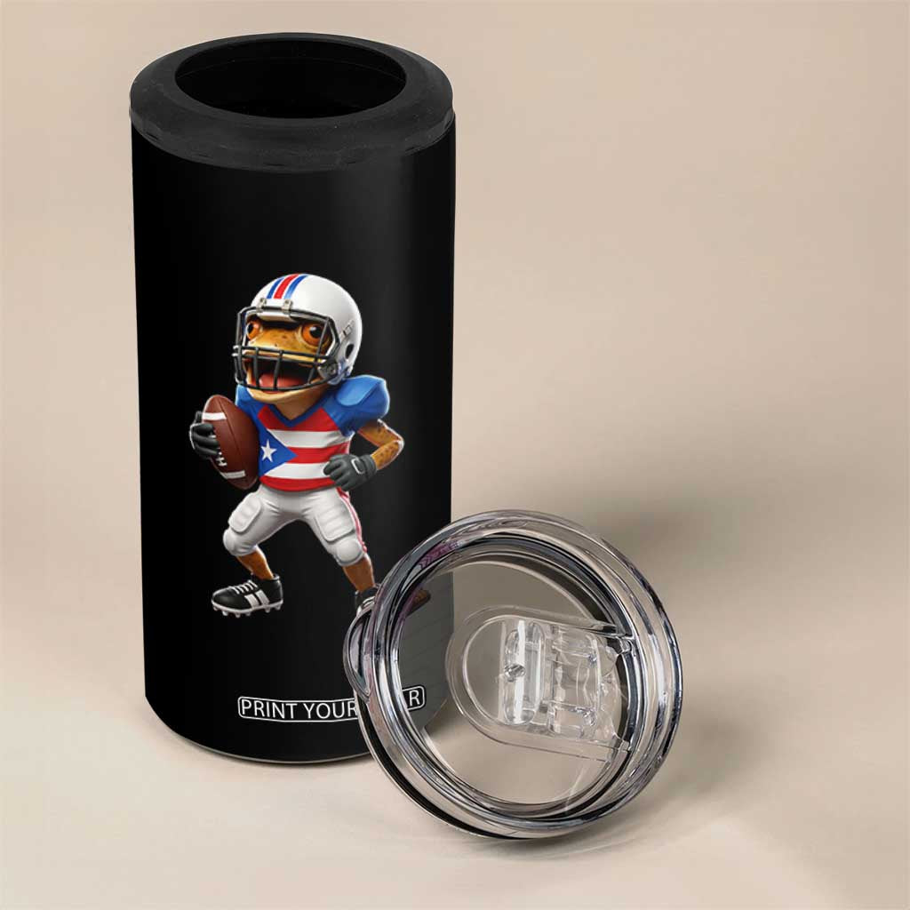 Funny Coqui Frog Puerto Rico Playing Football 4 in 1 Can Cooler Tumbler Boricua Game Day TS11 Print Your Wear