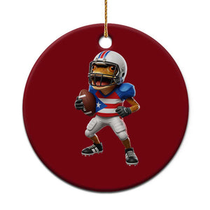 Funny Coqui Frog Puerto Rico Playing Football Ceramic Ornament Boricua Game Day TS11 1pc Red Print Your Wear