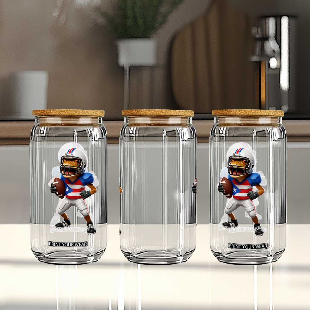 Funny Coqui Frog Puerto Rico Playing Football Glass Can Boricua Game Day TS11 Print Your Wear