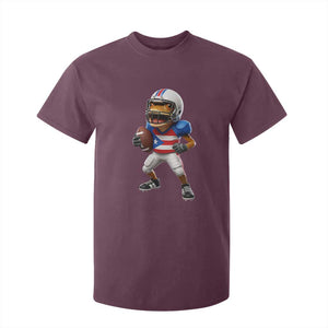 Funny Coqui Frog Puerto Rico Playing Football T Shirt For Kid Boricua Game Day TS11 Maroon Print Your Wear