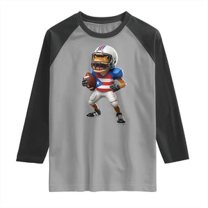 Funny Coqui Frog Puerto Rico Playing Football Raglan Shirt Boricua Game Day TS11 Sport Gray Black Print Your Wear
