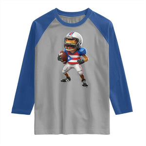 Funny Coqui Frog Puerto Rico Playing Football Raglan Shirt Boricua Game Day TS11 Sport Gray Royal Print Your Wear