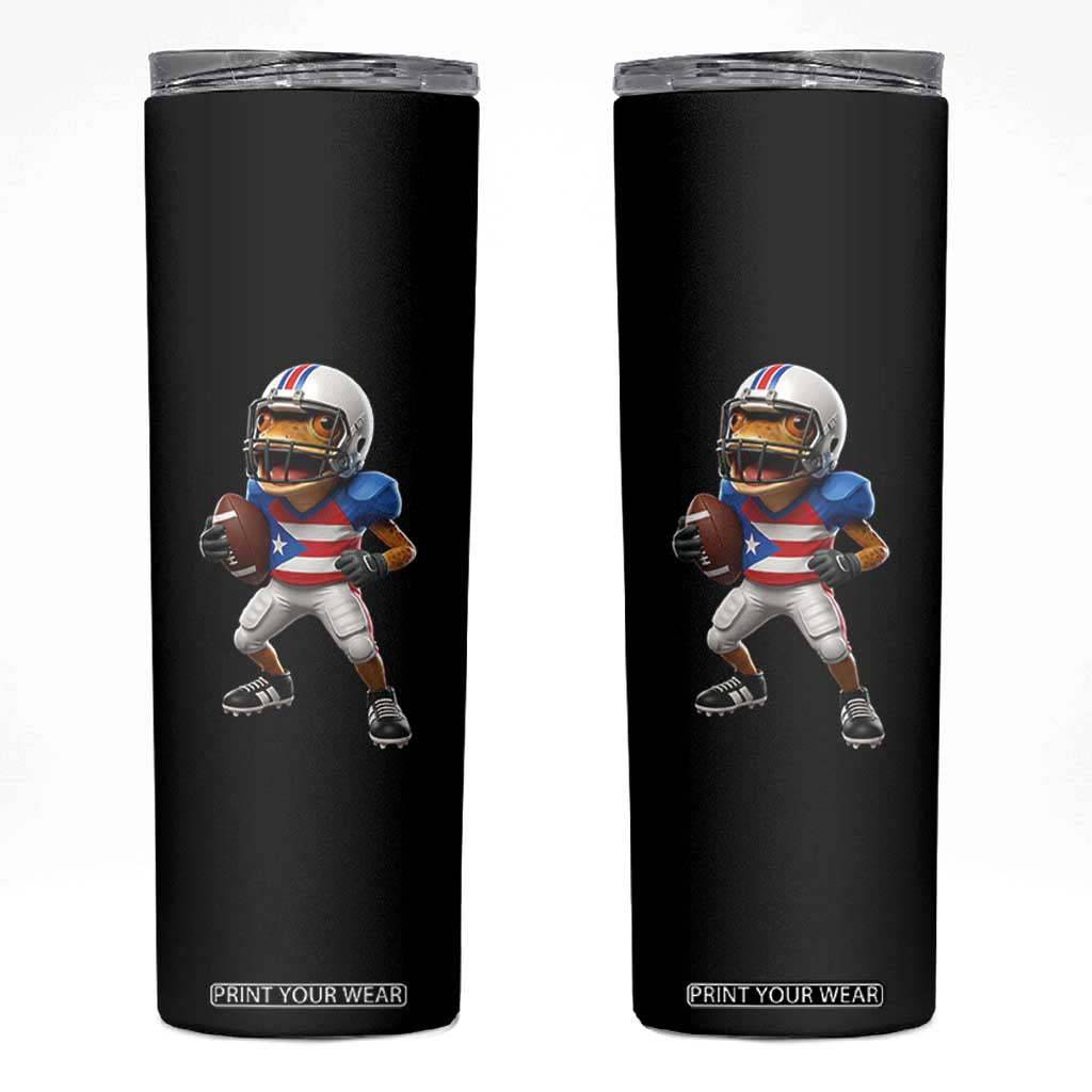 Funny Coqui Frog Puerto Rico Playing Football Skinny Tumbler Boricua Game Day TS11 Black Print Your Wear