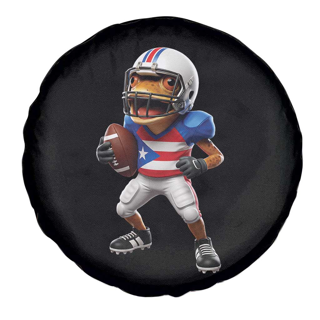Funny Coqui Frog Puerto Rico Playing Football Spare Tire Cover Boricua Game Day TS11 Print Your Wear