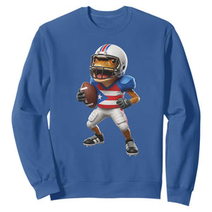 Funny Coqui Frog Puerto Rico Playing Football Sweatshirt Boricua Game Day TS11 Royal Blue Print Your Wear