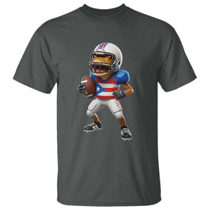 Funny Coqui Frog Puerto Rico Playing Football T Shirt Boricua Game Day TS11 Dark Heather Print Your Wear