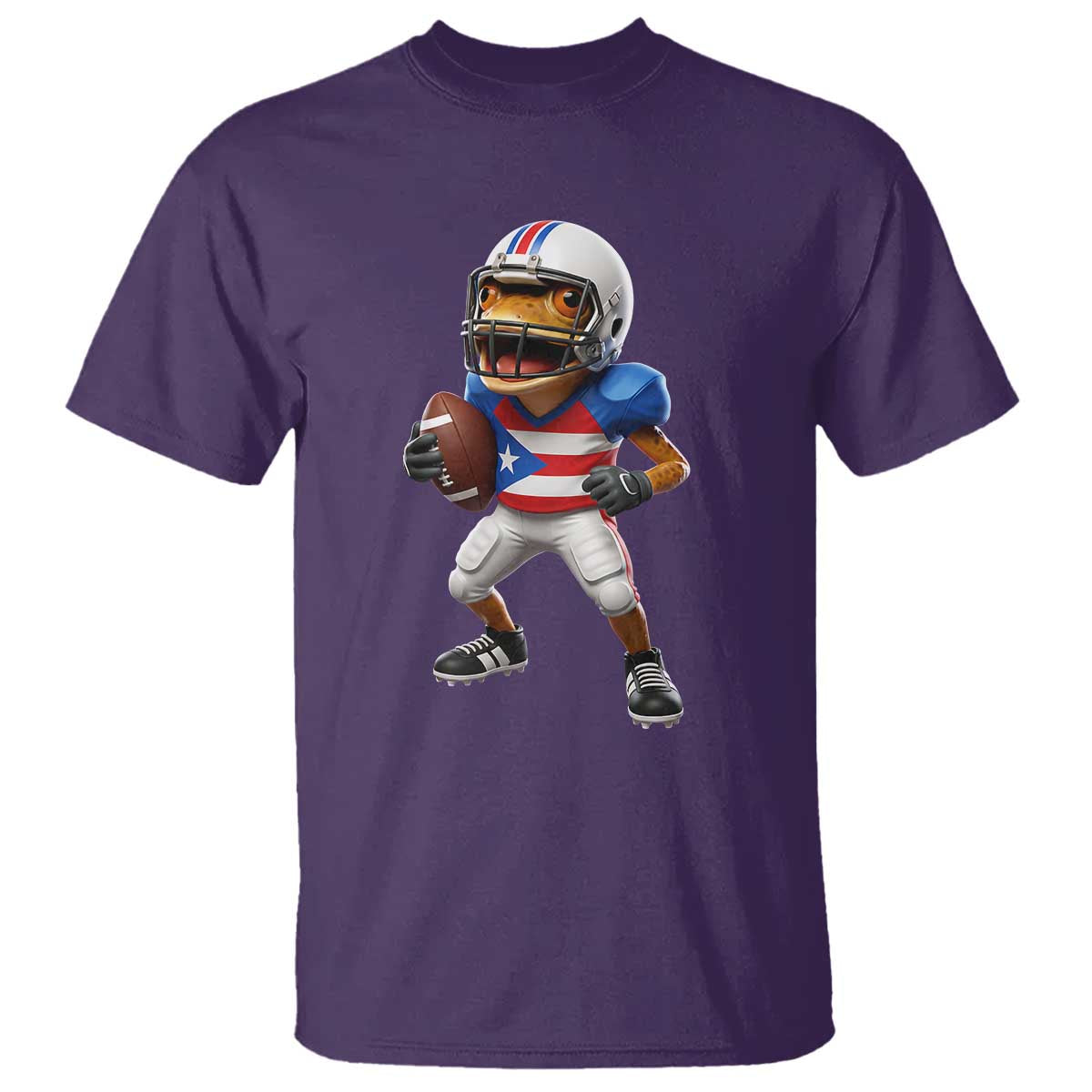 Funny Coqui Frog Puerto Rico Playing Football T Shirt Boricua Game Day TS11 Purple Print Your Wear