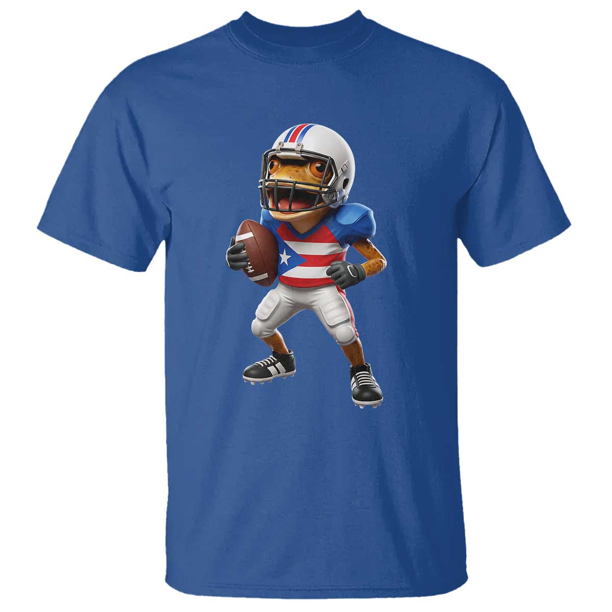 Funny Coqui Frog Puerto Rico Playing Football T Shirt Boricua Game Day TS11 Royal Blue Print Your Wear