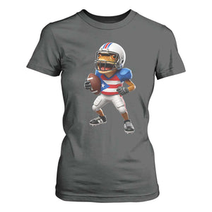 Funny Coqui Frog Puerto Rico Playing Football T Shirt For Women Boricua Game Day TS11 Dark Heather Print Your Wear