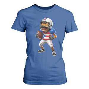 Funny Coqui Frog Puerto Rico Playing Football T Shirt For Women Boricua Game Day TS11 Royal Blue Print Your Wear