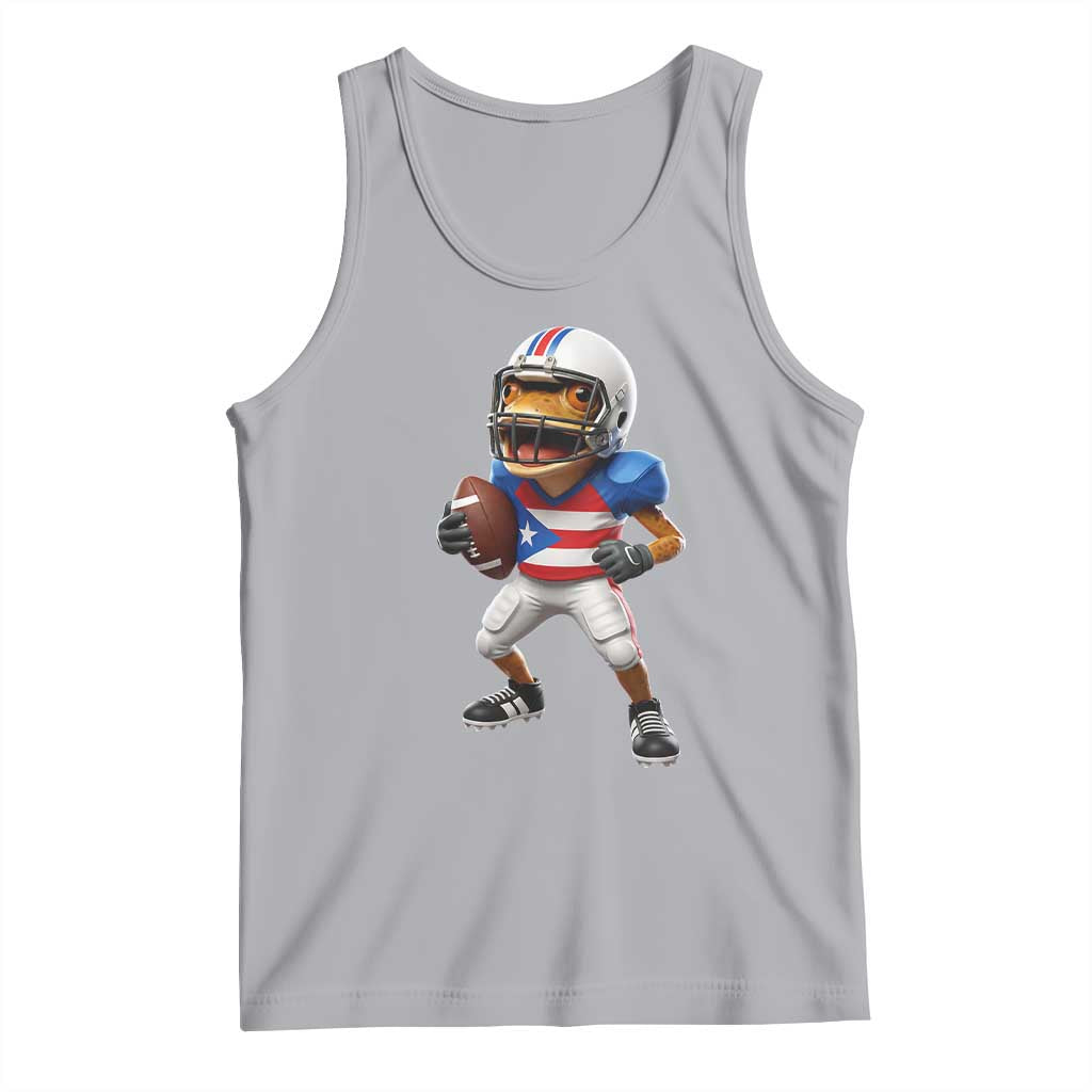 Funny Coqui Frog Puerto Rico Playing Football Tank Top Boricua Game Day TS11 Athletic Heather Print Your Wear