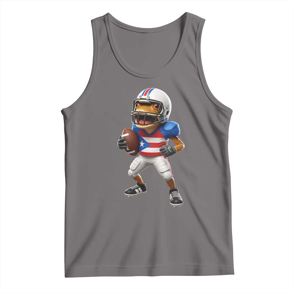 Funny Coqui Frog Puerto Rico Playing Football Tank Top Boricua Game Day TS11 Deep Heather Print Your Wear