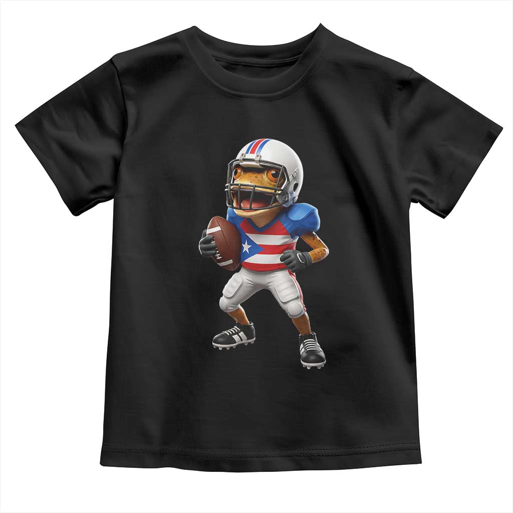 Funny Coqui Frog Puerto Rico Playing Football Toddler T Shirt Boricua Game Day TS11 Black Print Your Wear