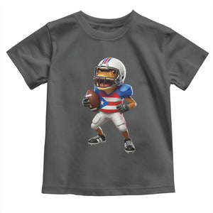 Funny Coqui Frog Puerto Rico Playing Football Toddler T Shirt Boricua Game Day TS11 Dark Heather Print Your Wear