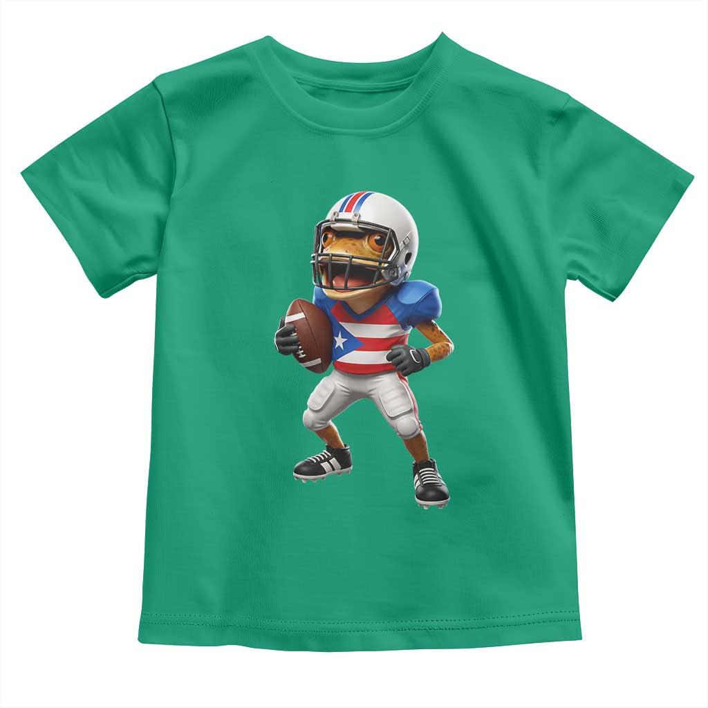 Funny Coqui Frog Puerto Rico Playing Football Toddler T Shirt Boricua Game Day TS11 Irish Green Print Your Wear