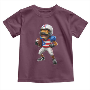Funny Coqui Frog Puerto Rico Playing Football Toddler T Shirt Boricua Game Day TS11 Maroon Print Your Wear