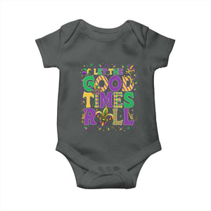 Mardi Gras Let The Good Times Roll Baby Onesie Funny Carnival TS11 Dark Heather Print Your Wear