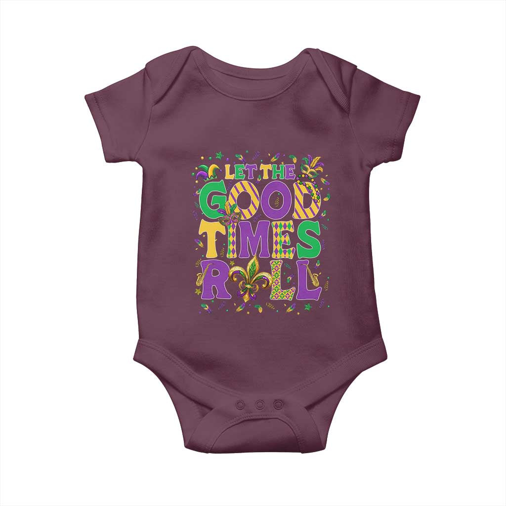 Mardi Gras Let The Good Times Roll Baby Onesie Funny Carnival TS11 Maroon Print Your Wear