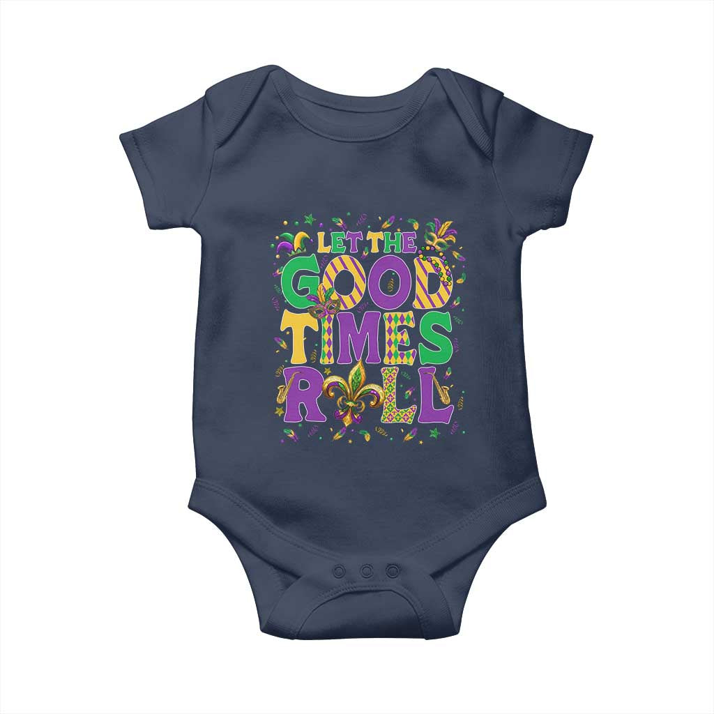 Mardi Gras Let The Good Times Roll Baby Onesie Funny Carnival TS11 Navy Print Your Wear