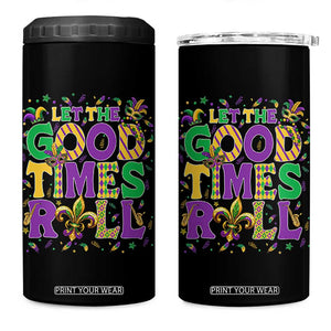 Mardi Gras Let The Good Times Roll 4 in 1 Can Cooler Tumbler Funny Carnival TS11 One Size: 16 oz Black Print Your Wear