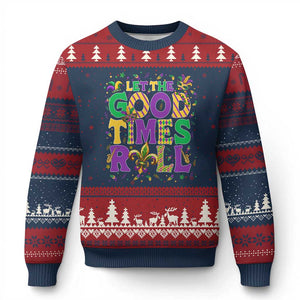 Mardi Gras Let The Good Times Roll Ugly Christmas Sweater Funny Carnival TS11 Navy Red Print Your Wear