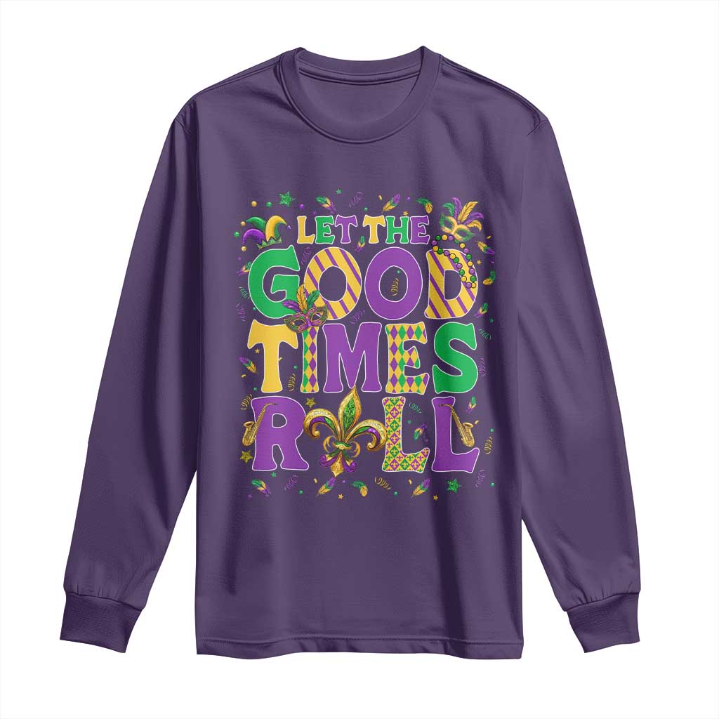 Mardi Gras Let The Good Times Roll Long Sleeve Shirt Funny Carnival TS11 Purple Print Your Wear