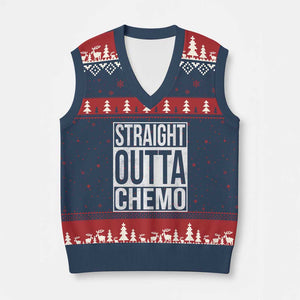 Straight Outta Chemo V-Neck Knit Sweater Vest Funny Battle Cancer Gift TS11 Navy Red Print Your Wear