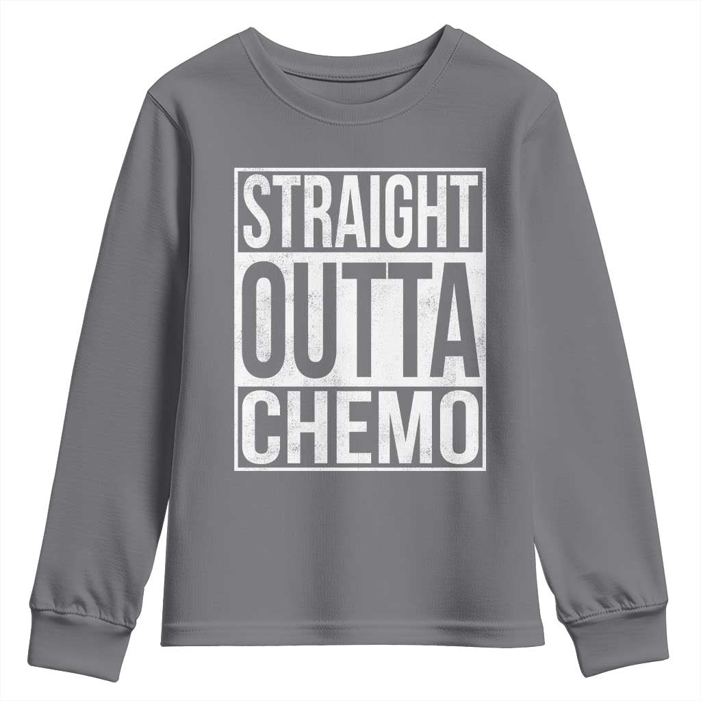 Straight Outta Chemo Youth Sweatshirt Funny Battle Cancer Gift TS11 Charcoal Print Your Wear